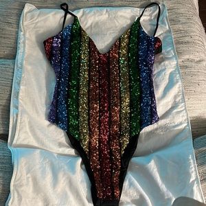 Beach Bunny Rainbow Sequin Jolie One Piece NWOT medium $400